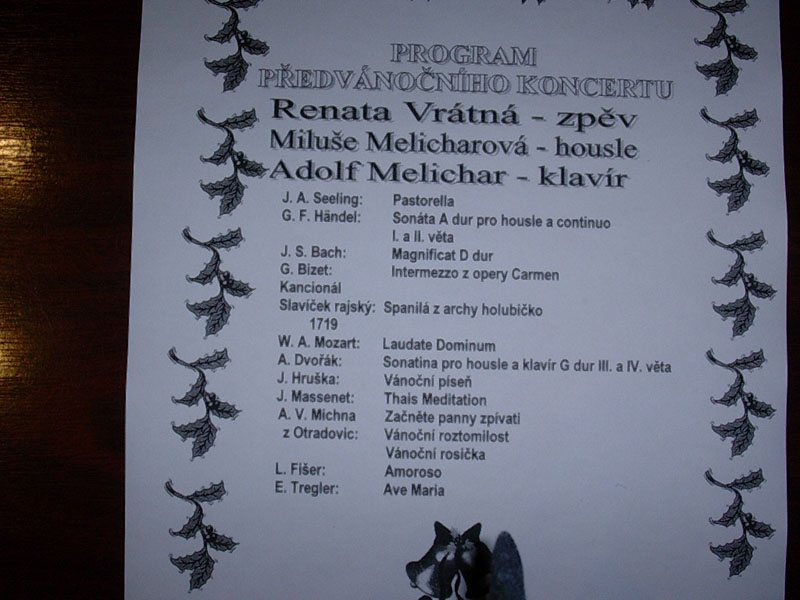 Program obsahoval 14 skladeb