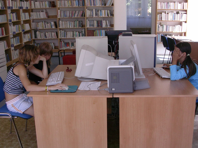 Ačkoliv byly letošní prázdniny slunečné, u počítačů na pobočkách (záběr z pob. Stříbrníky) bylo stále plno