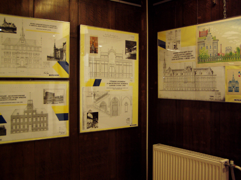 Panely ukazující architekturu objektů Rakouského spolku pro chemickou a hutní výrobu