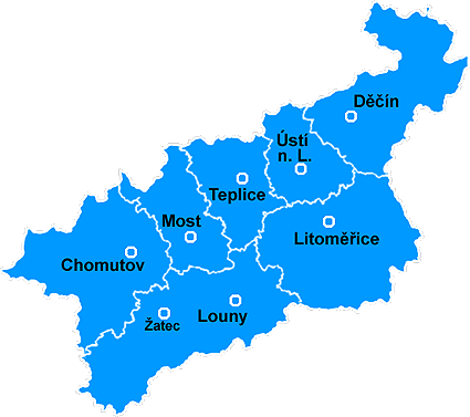 Mapka regionů v kraji